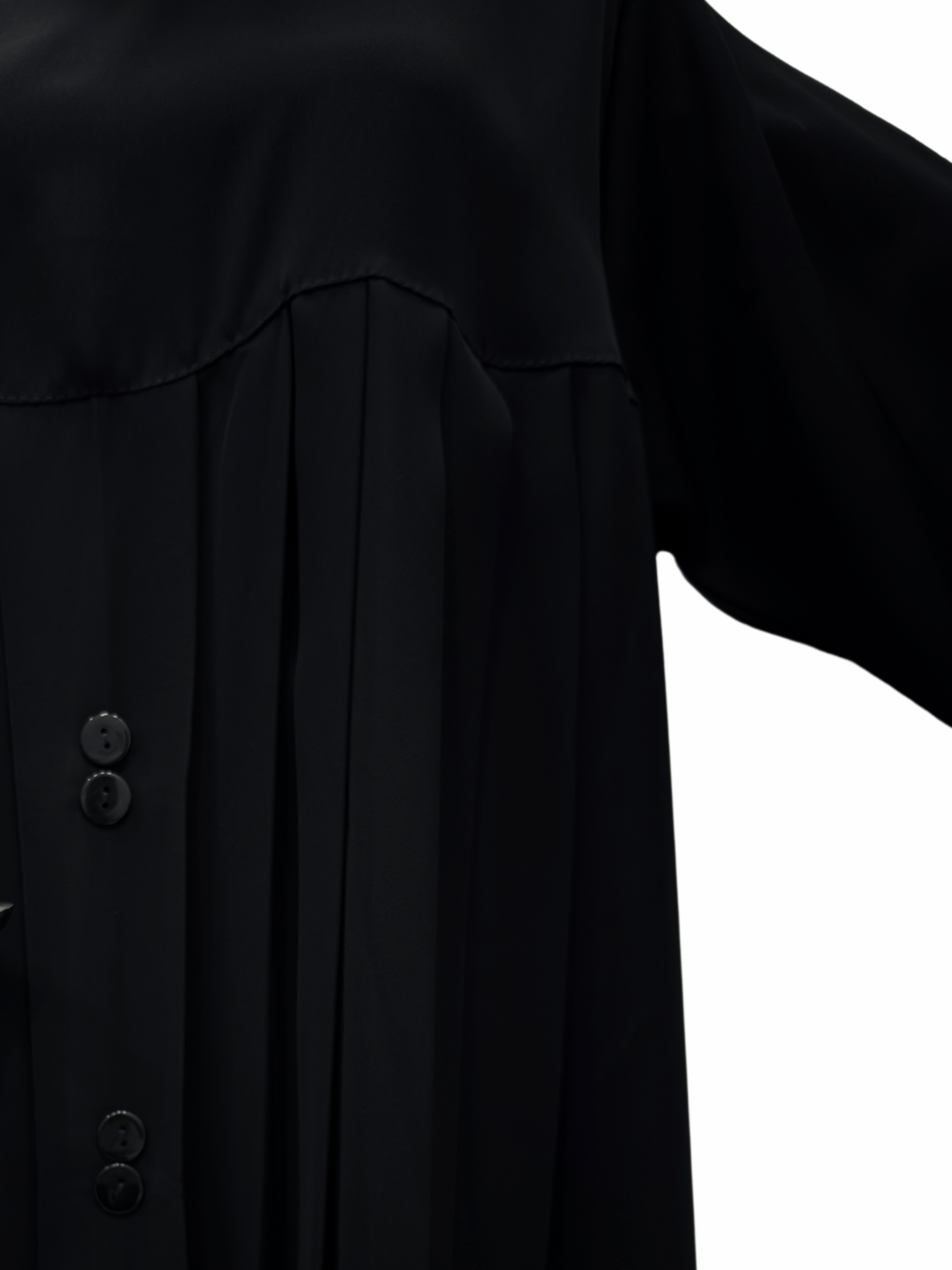 ZW 207 Reem Black Pleated Abaya with Button Detailing