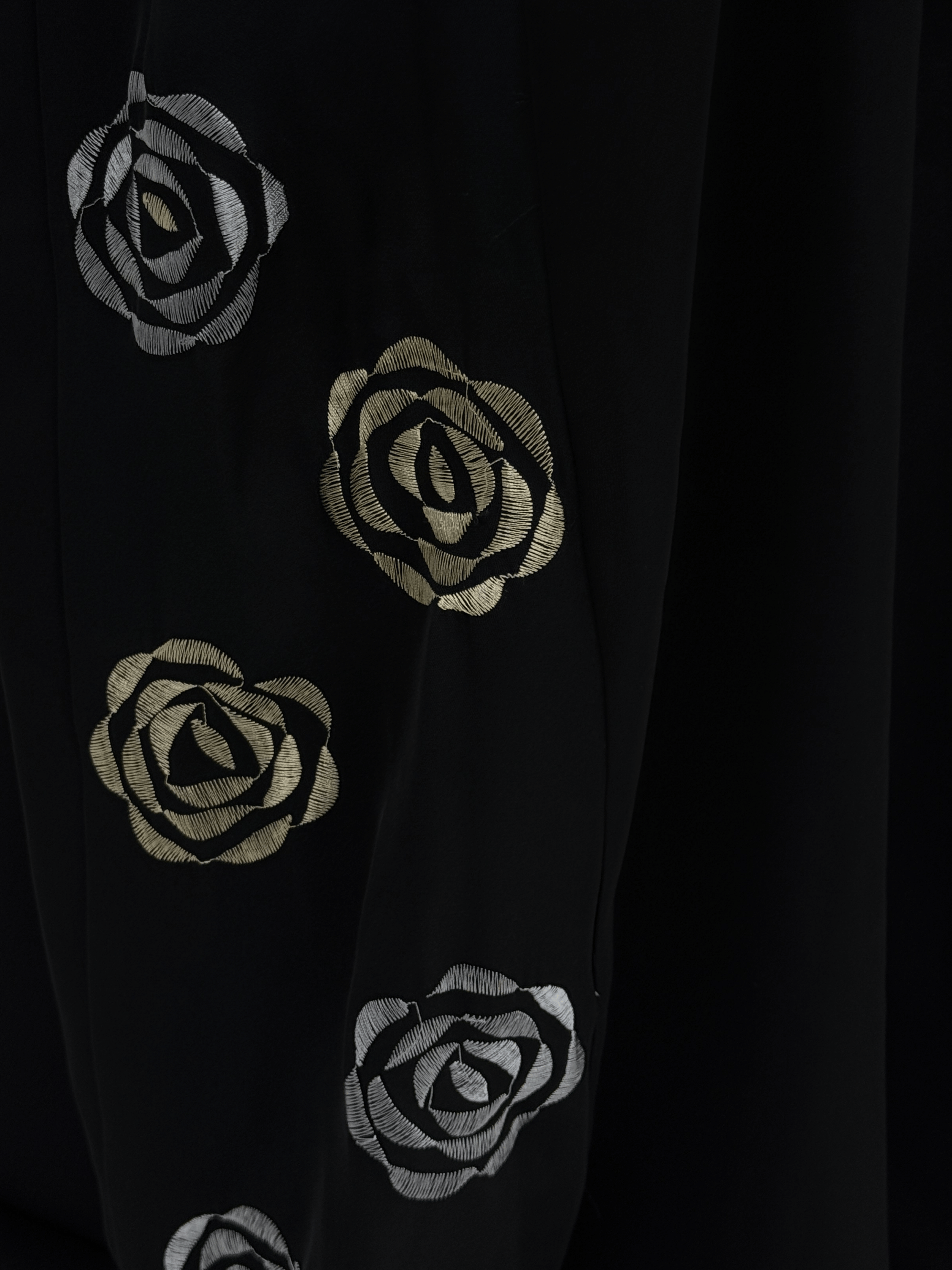 ZW 278 Laila Black Abaya with Gold & Silver Rose Embroidery