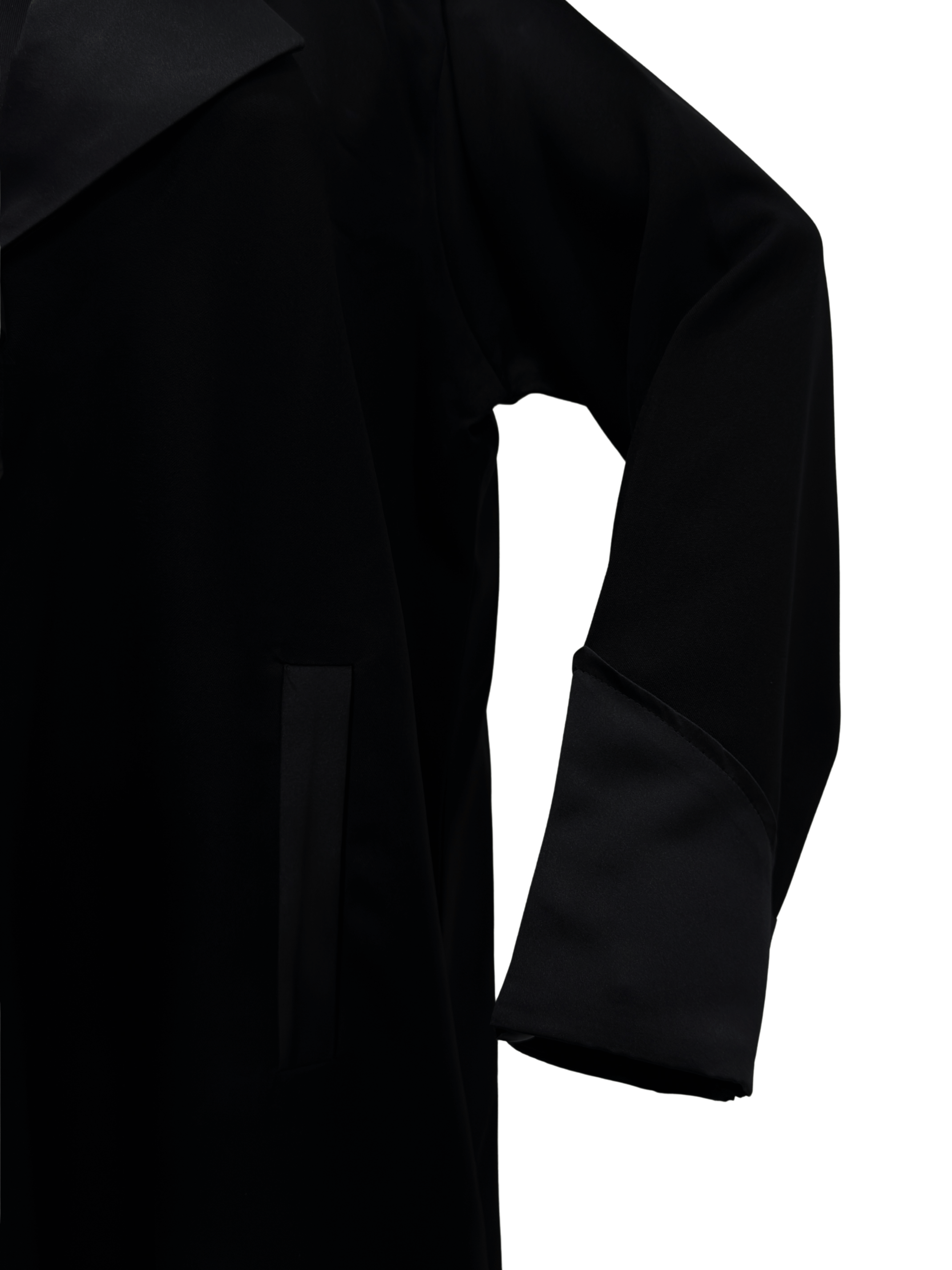 ZW 347 Black Abaya with Satin Lapel Detail