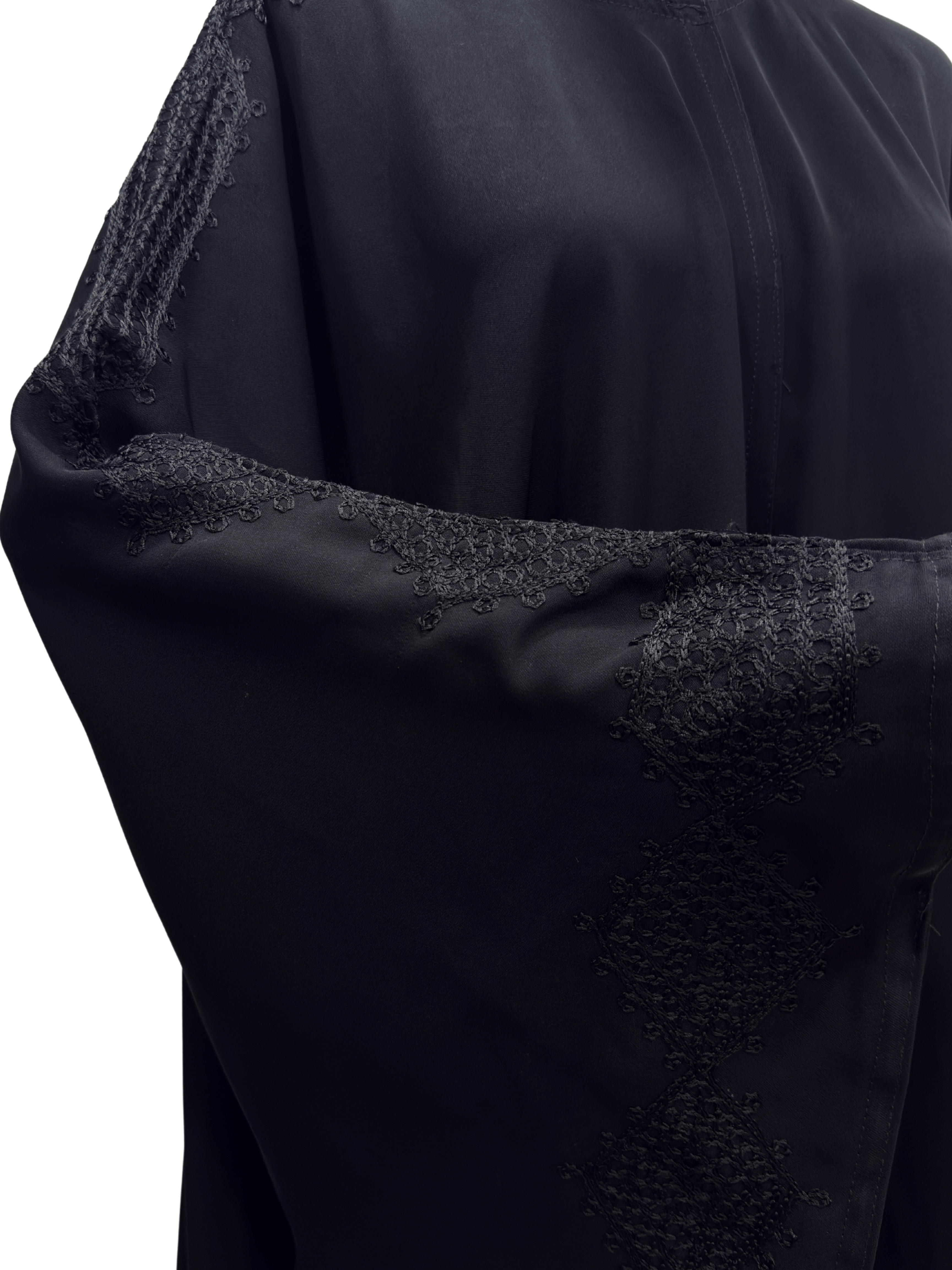 ZW 141 Layali Black Abaya with Diamond Pattern Embroidery