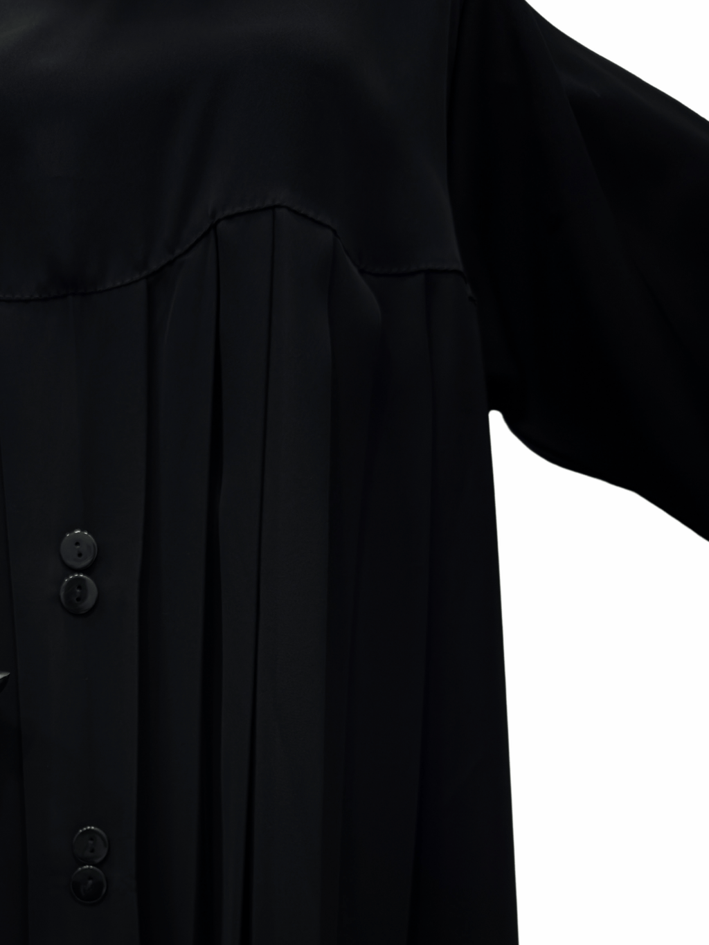 ZW 207 Reem Black Pleated Abaya with Button Detailing