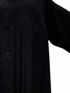ZW 207 Reem Black Pleated Abaya with Button Detailing