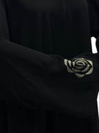 ZW 278 Laila Black Abaya with Gold & Silver Rose Embroidery