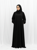 ZW 352 Layla Everyday Black Abaya with Elastic Sleeves & Pockets