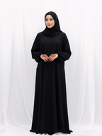 ZW 352 Layla Everyday Black Abaya with Elastic Sleeves & Pockets
