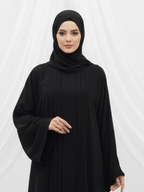 ZW 381 Amal Black Pleated Abaya | Elegant Kuwaiti Design
