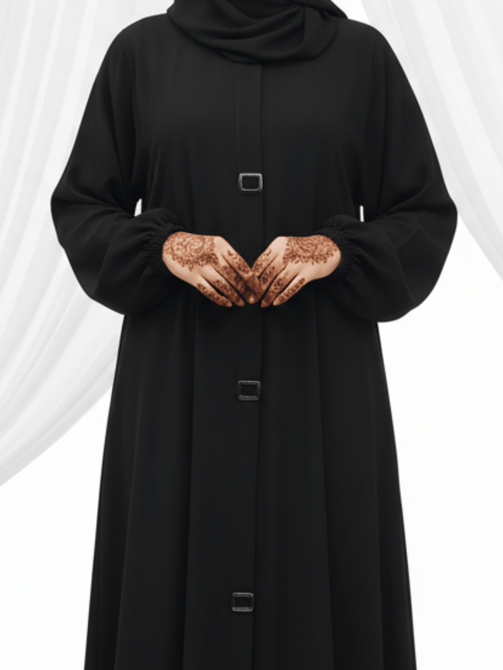 ZW 384 Samira Black Abaya | Modern Modest Front-Design Abaya