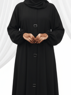 ZW 384 Samira Black Abaya | Modern Modest Front-Design Abaya