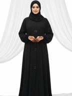 ZW 384 Samira Black Abaya | Modern Modest Front-Design Abaya