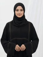 ZW 387 Hanaan Black Abaya | Elegant Stitch Detail Abaya
