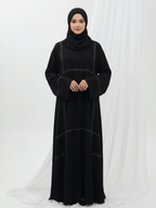ZW 387 Hanaan Black Abaya | Elegant Stitch Detail Abaya