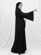 ZW 390 Samira Black Abaya | Embroidered Sleeve Abaya