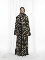 ZW 405 Beige & Black Daraa Outfit | Bold Striped Contrast Daraa for Women